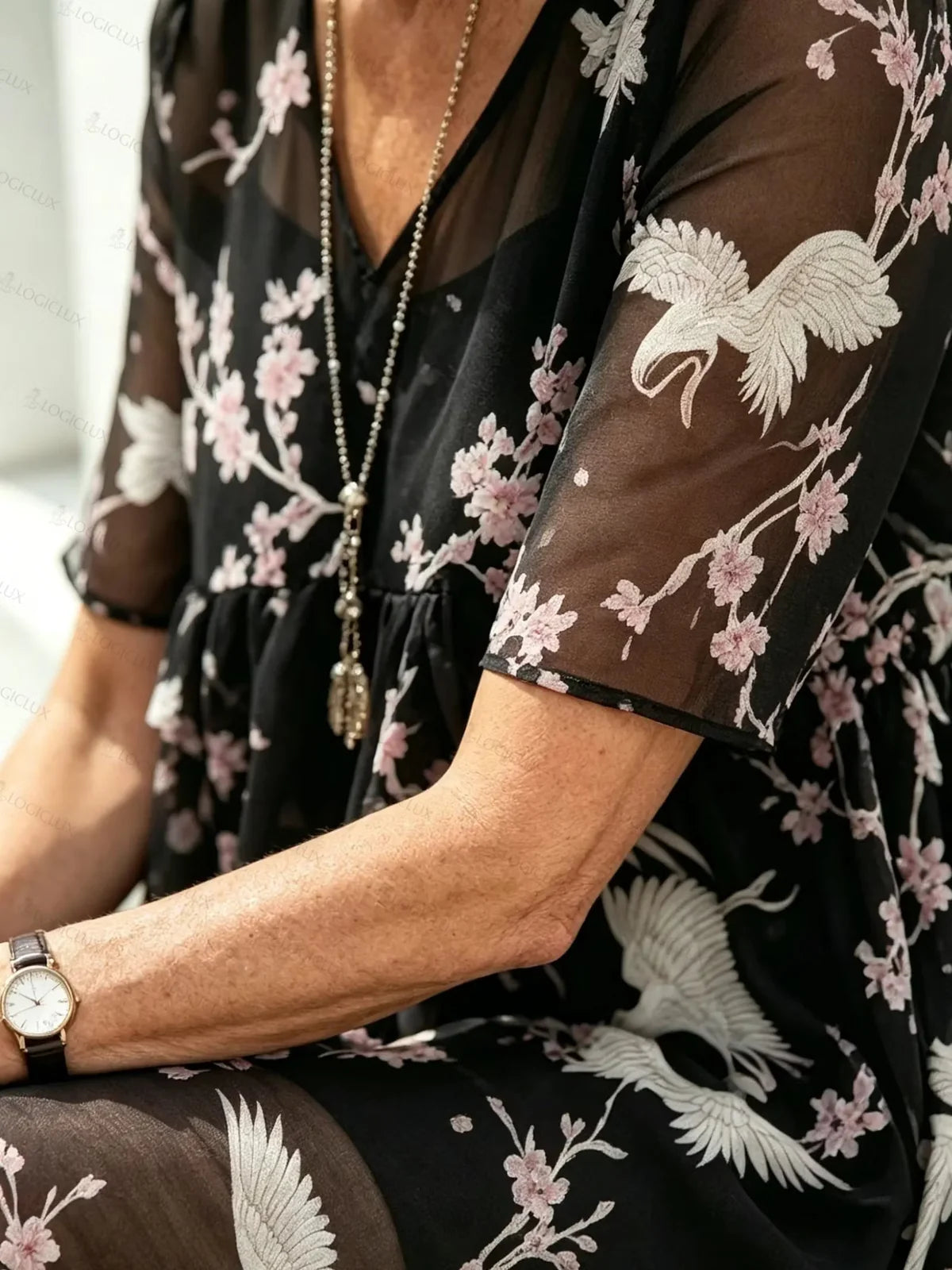Vestido Largo con Estampado Botánico