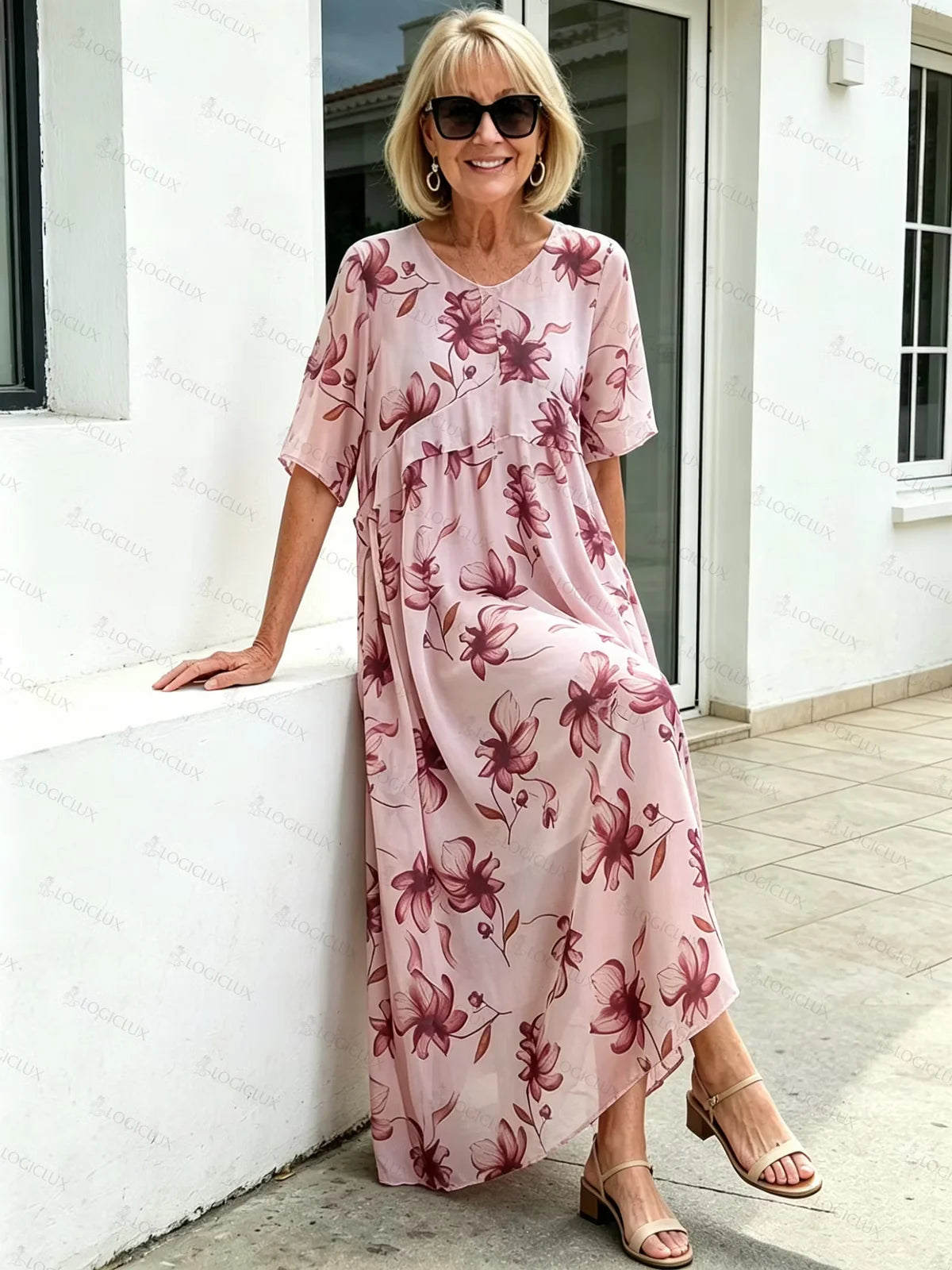 Vestido Largo con Estampado Botánico